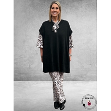 Only-M Pantalon Travel  LEOPARD Wit/Zwart Beige